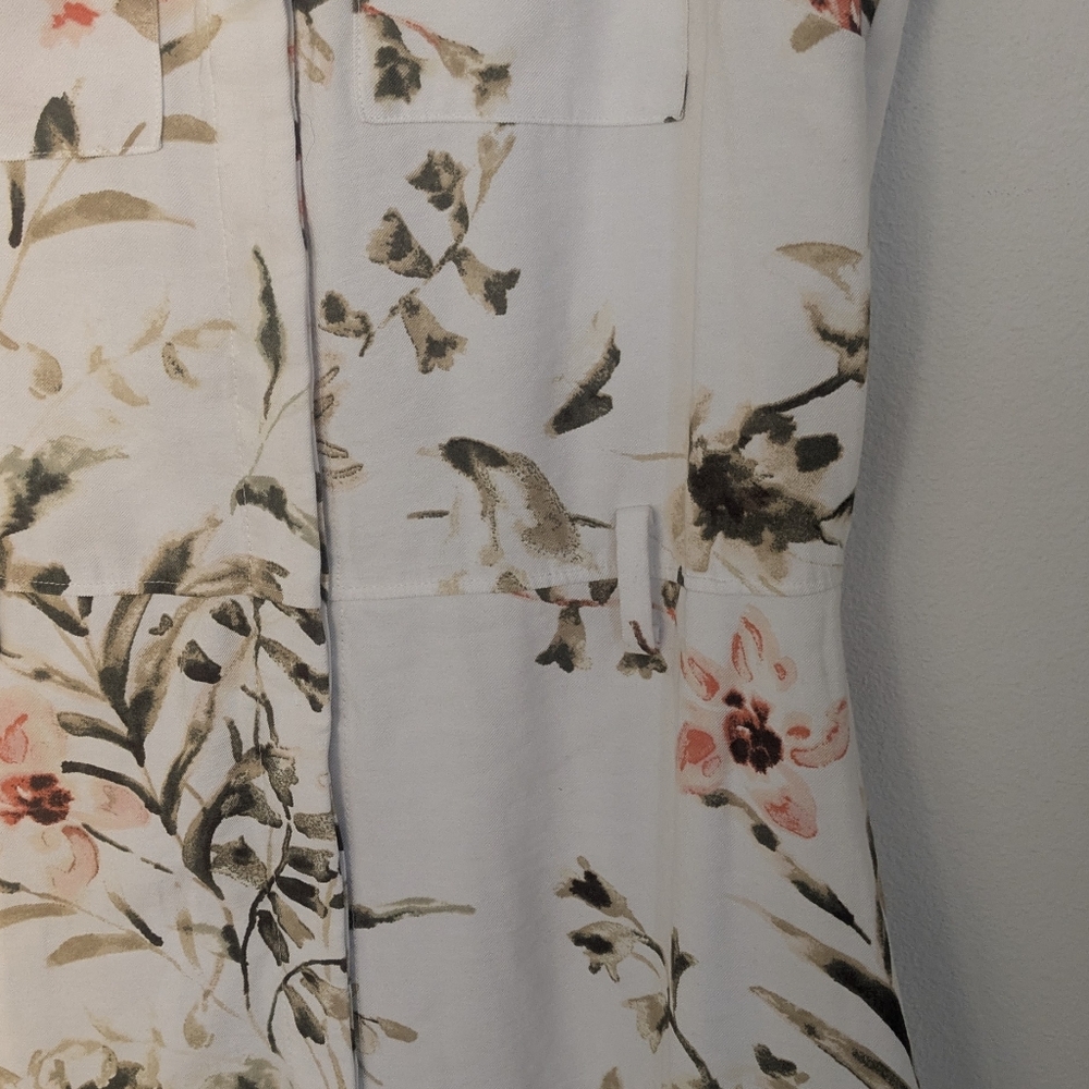 White House Black Market Floral Sleeveless Button Front Dress Size 4 White - Picture 4 of 13